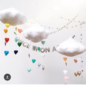 Baby Jives White Cloud Mobile with Hanging Hearts